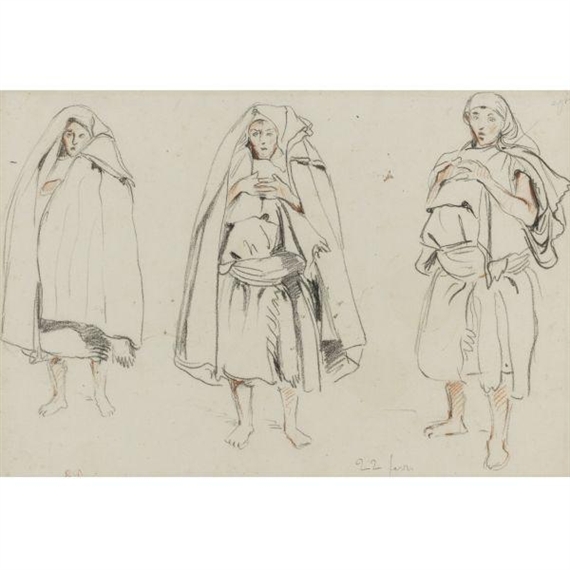 Three Figures by Eugène Delacroix, 1822