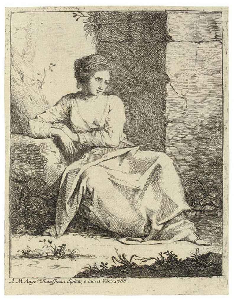 Pensive Girl, sitting by Angelica Kauffmann, 1766