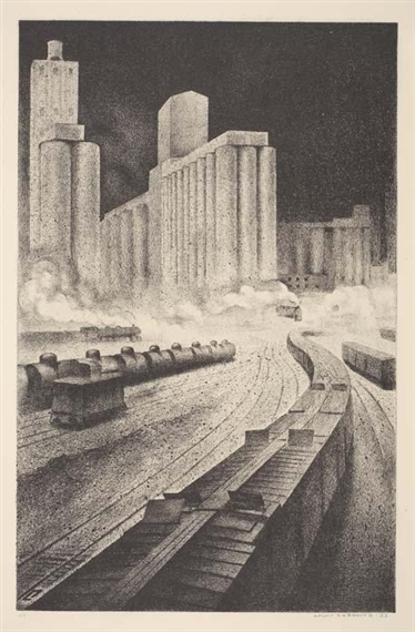 Granaries to Babylon (Babylon to Omaha) by Louis Lozowick, 1933