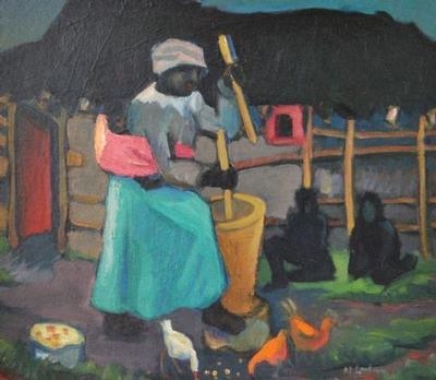 Figure in a Landscape: Woman Carrying Baby on her Back