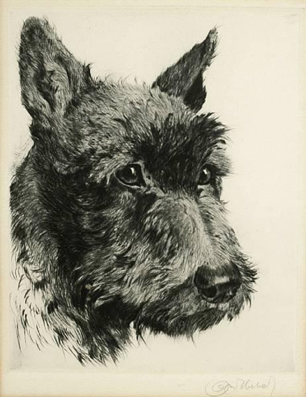 『2匹のテリア犬』ヴィンテージ銅版画 Kurt Meyer Eberhardt Lot - Curt Meyer-Eberhardt (German 1895 - 1977): Two Terriers