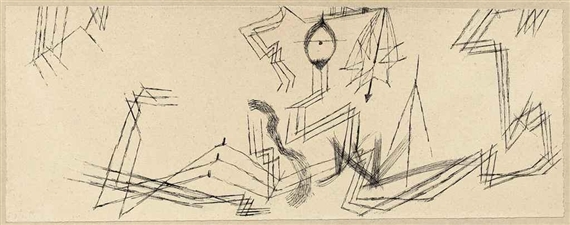 Mit dem fallenden Schirm by Paul Klee, 1917
