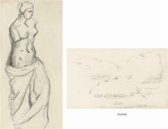 D'après l'antique: Vénus de Milo (recto); Etude de nuages (verso) by Paul Cézanne, circa 1872-1873 (recto) and circa 1884-1887 (verso)