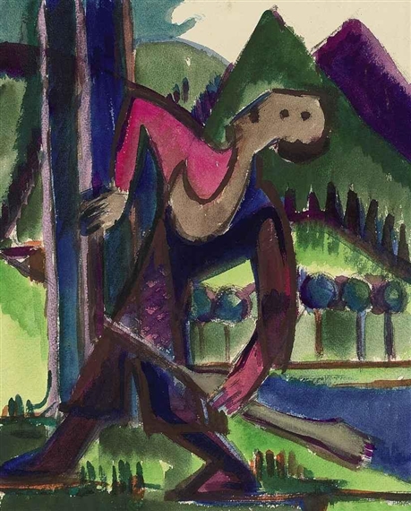 Knabe mit Schleuderpfeil (Jäger im Wald) by Ernst Ludwig Kirchner, circa 1928