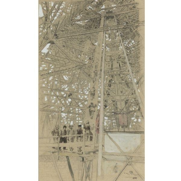 Adolphe-Gustave Binet | Construction of the Eiffel Tower (1888) | MutualArt