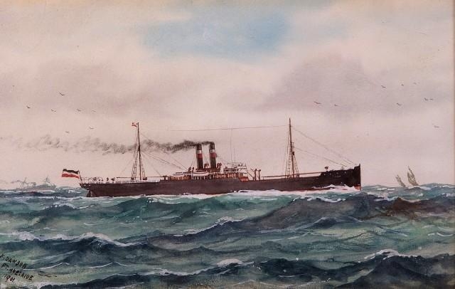Artwork by Frederick Dawson, Steam Ship at Port Adelaide, Made of watercolour