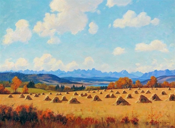 HARVEST NEAR GHOST LAKE, ALTA by Roland Gissing, 1965