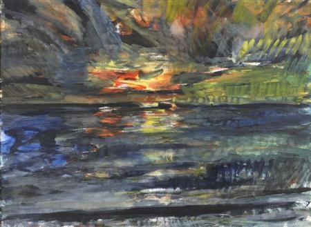 Artwork by John Houston, NIGHT SEA, Made of Watercolour