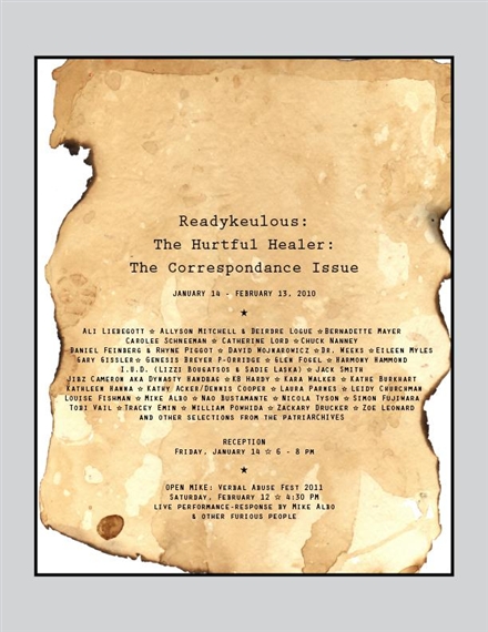 Readykeulous: The Hurtful Healer: The Correspondance Issue - Invisible-Exports, East