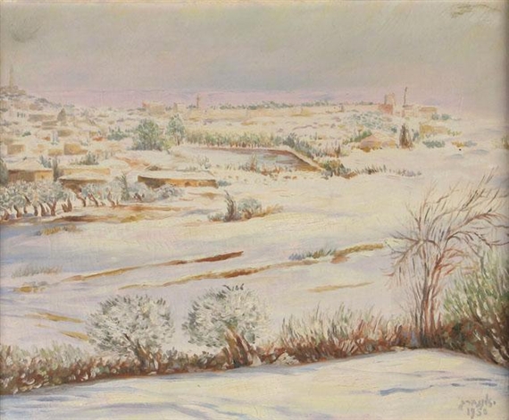 Jerusalem under Snow by Jacob Eisenberg, 1950