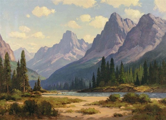 SUNWAPTA RIVER by Roland Gissing, 1950