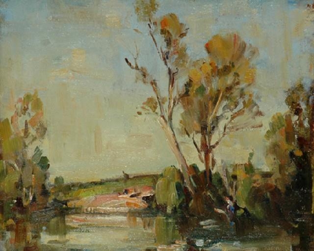 Norman Macgeorge | River Landscape with Cattle Grazing | MutualArt