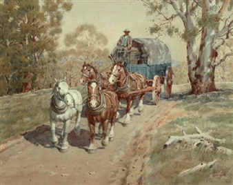 Horses Pulling a Wagon - Allan Thomas Bernaldo