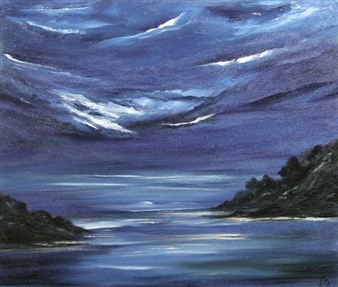 'Moonlight on Lough Ine, West Cork' - Ann Mueller
