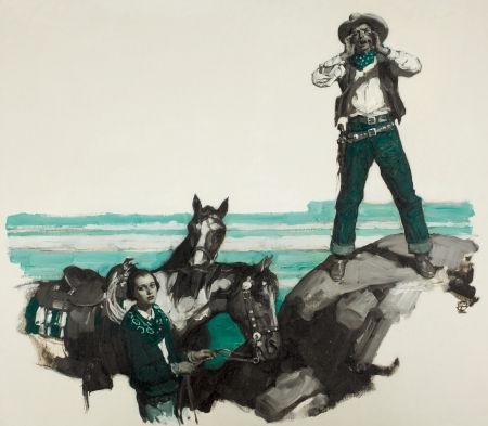 Artwork by Saul Tepper, The Tall Ladder (story illustration), Made of Oil on canvas