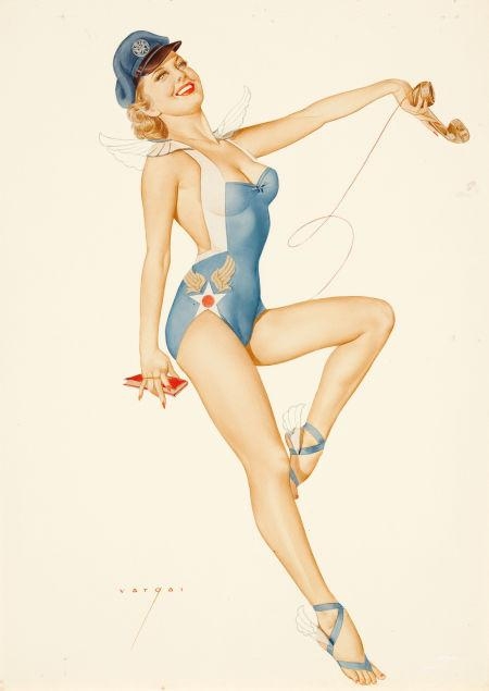 US Air Force Girl  (Ace of Diamonds playing card from 53 Vargas Girls card set) by Alberto Vargas, 1953