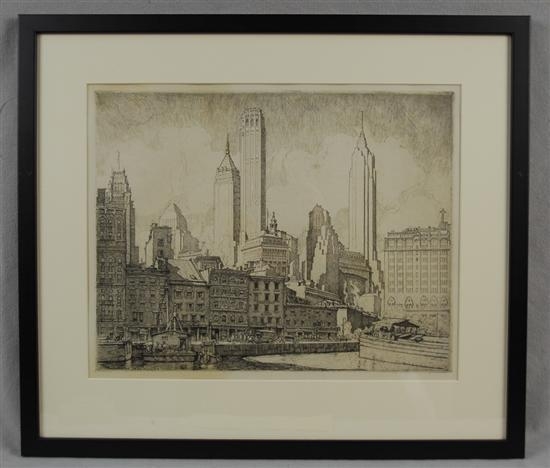 Four works : Financial towers, Manhattan ; S. Klein ; Old and New ; Jeanette Park South St. by Ernest David Roth, 1944 ; 1945 ; 1946