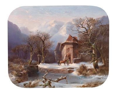 Castle in the Forest, Winter Landscape by Julius Bakof