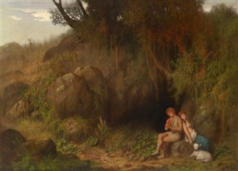 Romantic Scene with Shepherd Couple - Georg Kugler