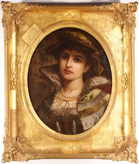 A portrait of a young lady by Charles Frederick Lowcock