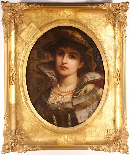Artwork by Charles Frederick Lowcock, A portrait of a young lady, Made of oil on canvas