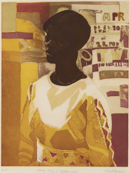 Young Lady in Yellow Dress by Ernest Crichlow, 1979