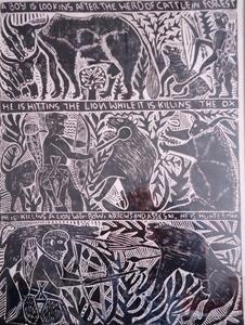 Shepherd by John Ndevasia Muafangejo, 1969