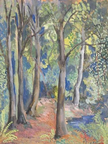 Artwork by Sylvia Cooke-Collis, FOREST SCENE, Made of Watercolour and gouache on board