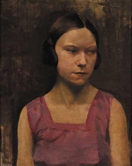 HEAD OF A GIRL IN A MAUVE DRESS - Eileen Reid