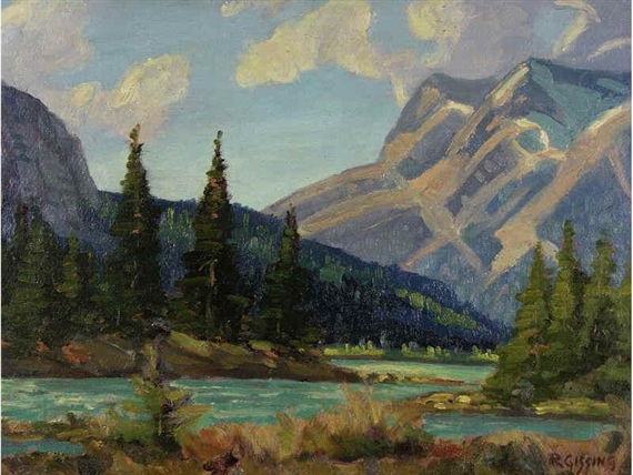 NEAR 3 SISTERS (BOW VALLEY-ALBERTA) by Roland Gissing, 1948