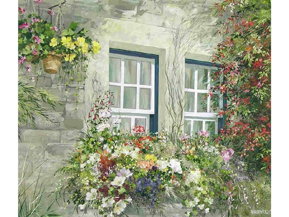 Wainwright Leslie Cottage Window W Bougainvillea 1994 Mutualart