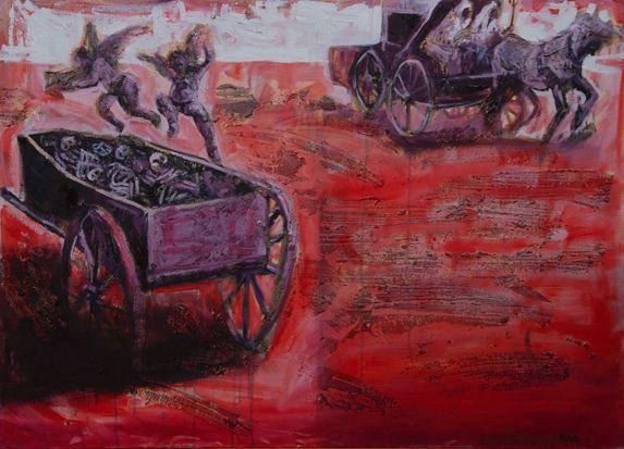 Artwork by Ricky Dyaloyi, RED ABSTRACT, Made of mixed media on canvas