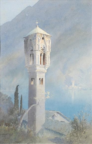 The Crusada Tower, Denno, Lake Como by Henry Richard Beadon Donne, 1916