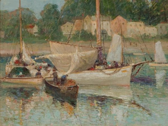 Boats in a Harbor by Paul King