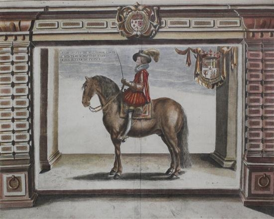 5 works: Equestrian subjects in a courtyard by French School, 17th Century, 17th century