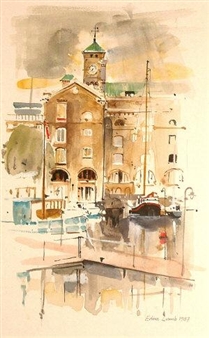"St. Katherine's Dock"; together with 6 other works - Edna Lumb