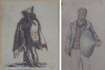 Two works: HOTTENTOT COW HERD; MALAY, CAPE TOWN - Henry Clifford de Meillon