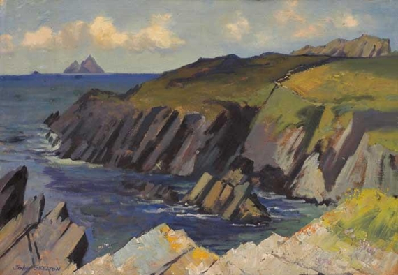 THE SKELLIGS SEEN FROM THE KERRY COAST by John Skelton