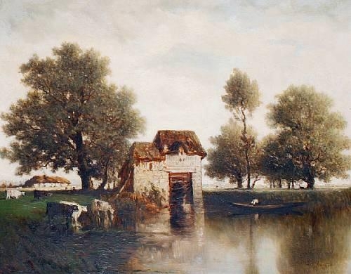 Gilbert Davis Munger | Cows Watering | MutualArt
