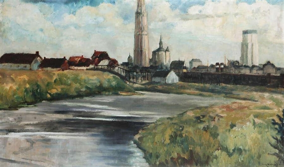 View from the Antwerp left bank by Charles Mangin