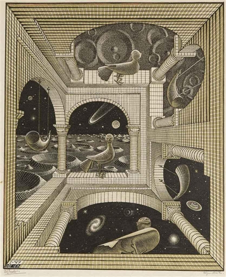 Other world (Andere wereld)(Bool 348) by Maurits Cornelis Escher, 1947