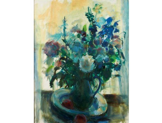Still Life with Flowers in a Jug by Clement Serneels