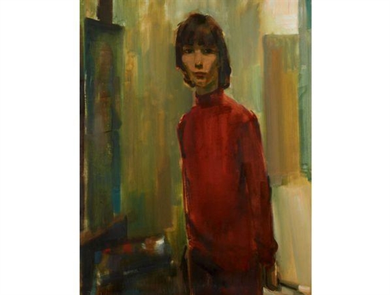 Young Girl in Red by Clement Serneels