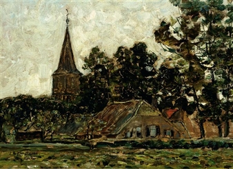View of the church of Gorsel - Jan Adam Zandleven