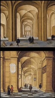 TWO CHURCH INTERIORS WITH FIGURES - Jan van der Vucht