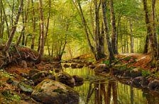 A stream in the woods at springtime by Peder Mork Monsted, 1899