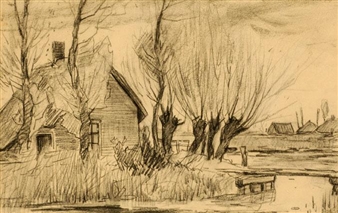 Six works : Farm amongst trees ; Two sailboats on the water ; View of a house amongst trees on the waterside and three other works - Gerardus Johannes Roermeester