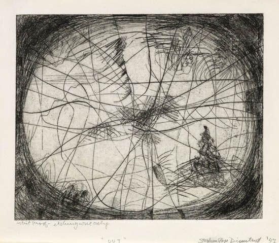 Two etchings: Out; Dawn by Stephen Dimitroff