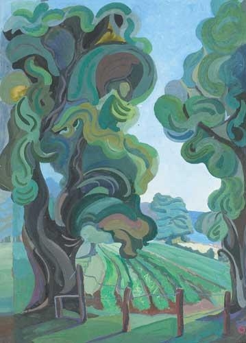 TREES AND PLOUGHED FIELD by Sylvia Cooke-Collis