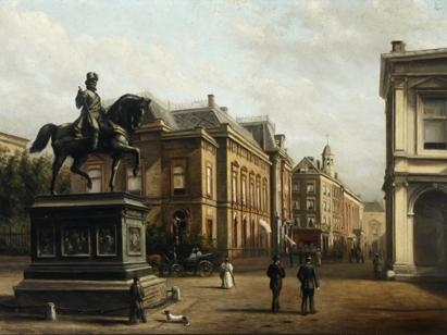 Figures by the palace Noordeinde by Willem de Haas Hemken